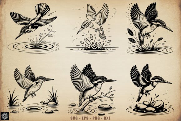 Bring Nature's Grace to Your Projects with the Flying Kingfisher Bird SVG Bundle