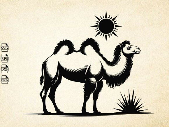 Camel SVG, Animal Silhouette Clipart: Arabian Desert Charm