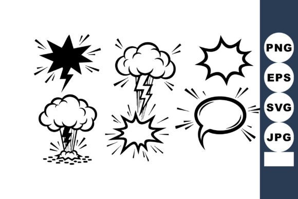 Comic Explosion Speech Bubble Set: Dynamic Visuals