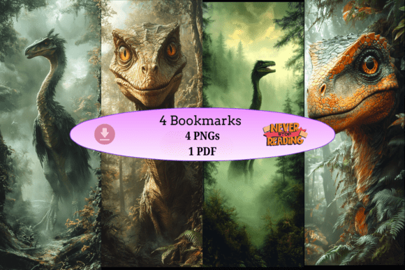 Dinosaur Jungle Bookmark Set: Prehistoric Art for Modern Readers