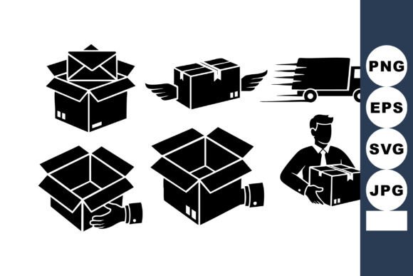 Dynamic Delivery Box Parcel Shipping Icons for Modern Brands
