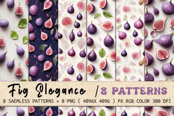 Fig Elegance 8 Seamless Patterns: Instant Visual Polish