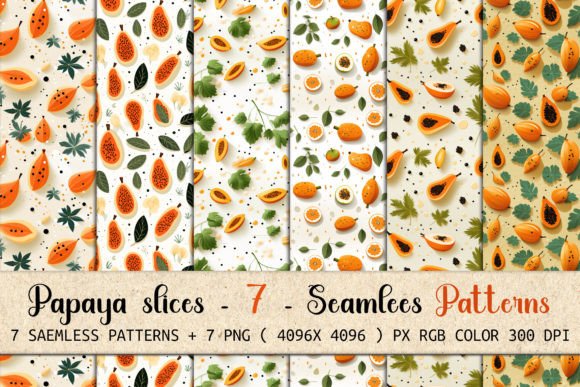 Fresh Design Possibilities with 8 Papaya Slices Seamless Patterns