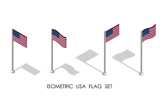 Isometric Flag of United States America: Dynamic 3D Design Asset