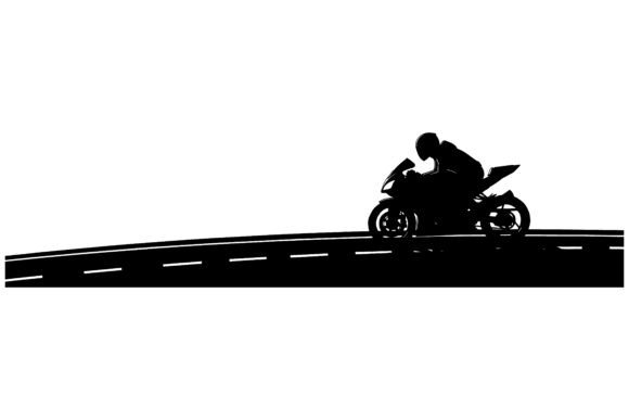 Motorcyclist Riding on a Road Silhouette: A Design Asset
