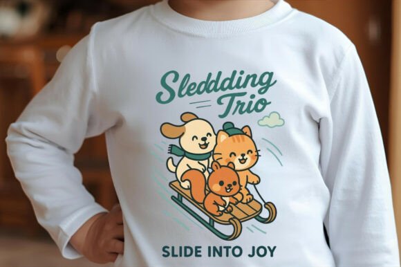 Sledding Trio Animals Winter PNG: Infusing Whimsy into Winter Designs