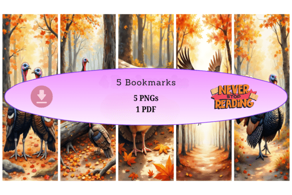 Wild Turkeys in Autumn Forest Set: A Seasonal Design Collection